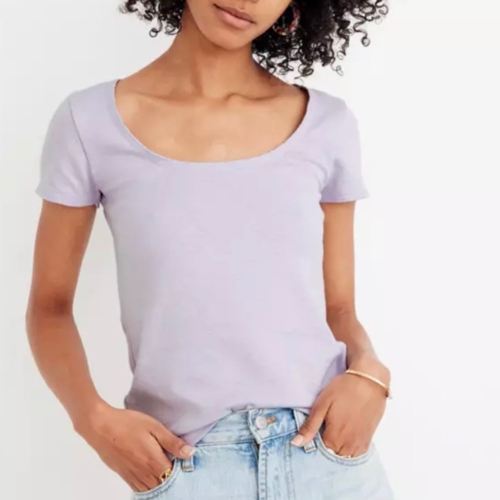 Madewell Lavender Scalloped neckline Top Size L